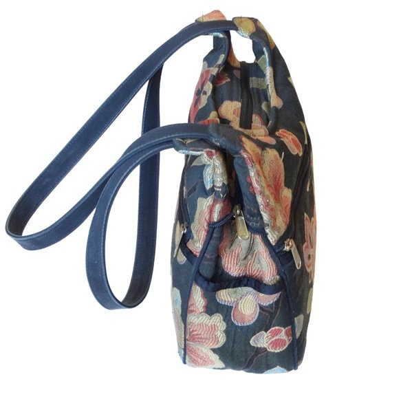 Danny K. Beverly Hills Black Floral Tapestry Shoulder Bag, Women's Handbag - Picture 3 of 9